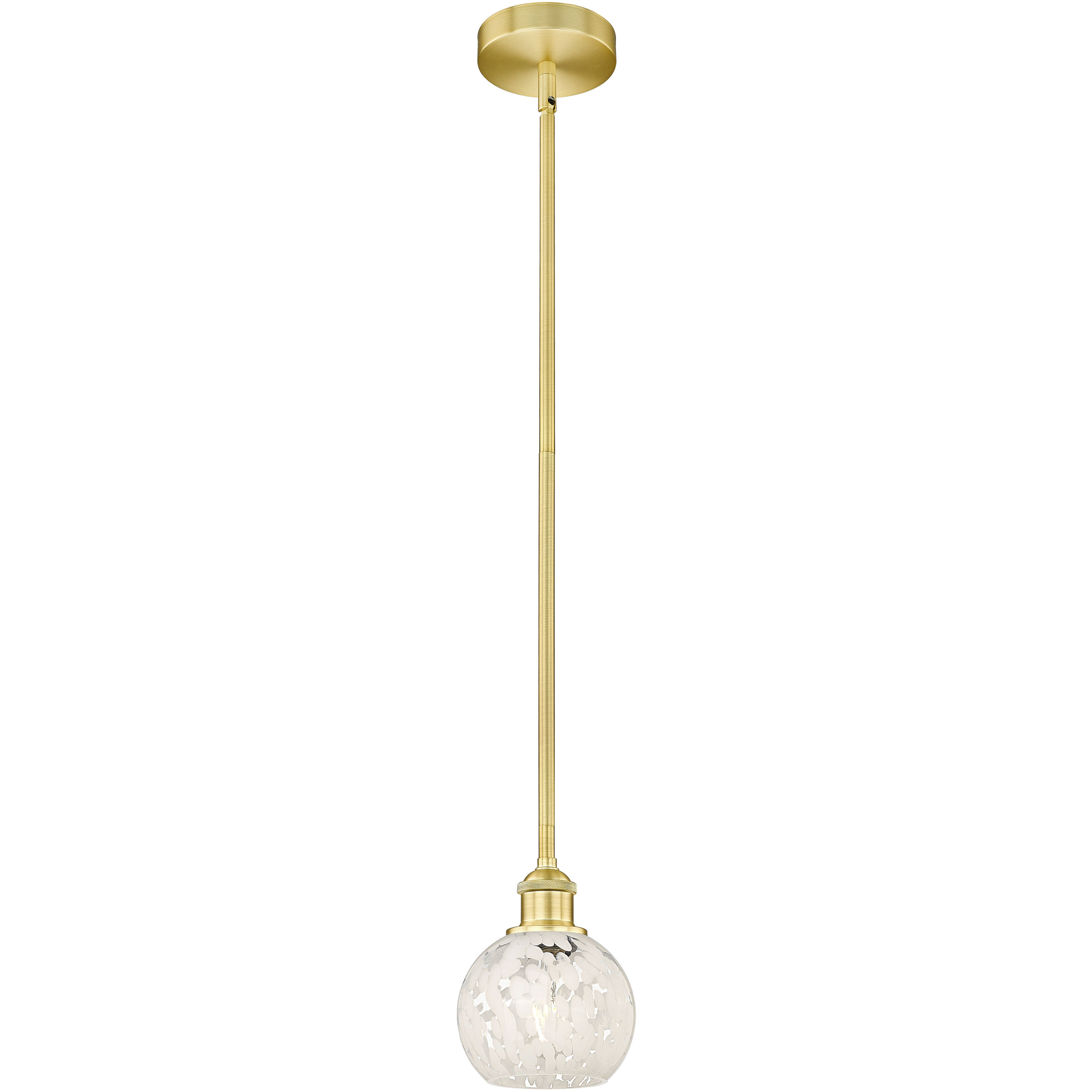 Edison White Mouchette 1 Light 6 inch Satin Gold Stem Hung Mini Pendant Ceiling Light