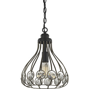 Crystal Web 1 Light 11 inch Gold with Matte Black and Clear Mini Pendant Ceiling Light