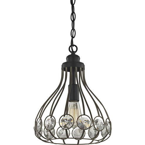 Crystal Web 1 Light 11 inch Gold with Matte Black and Clear Mini Pendant Ceiling Light