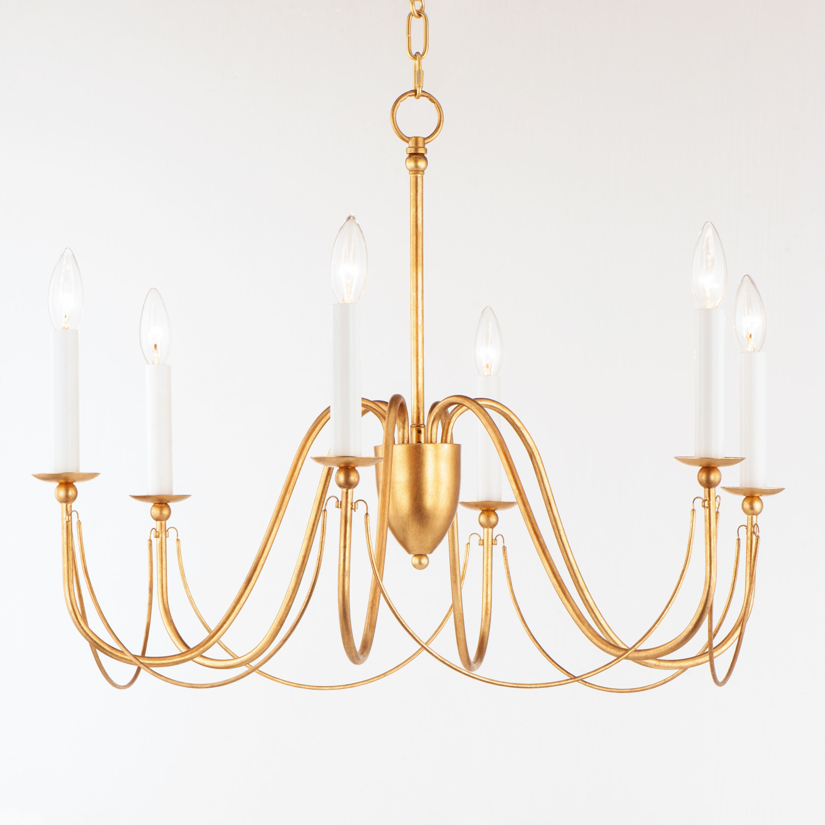 Plumette 6 Light 28 inch Gold Leaf Chandelier Ceiling Light