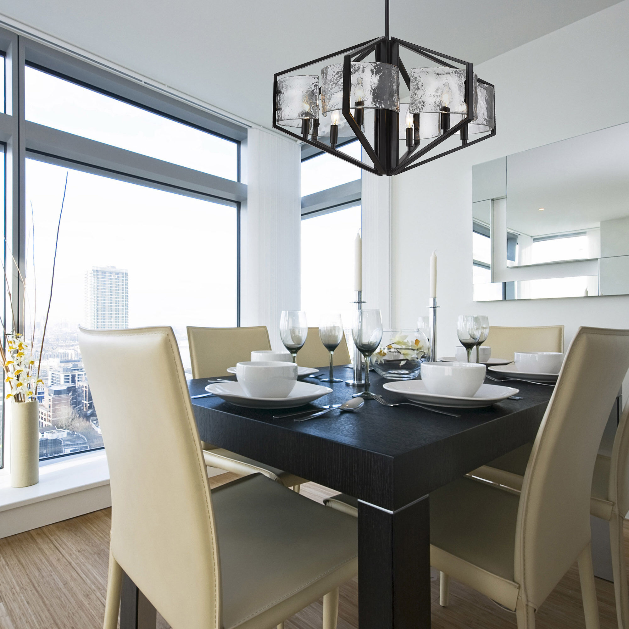 Varsha 27.5 inch 60.00 watt Matte Black Chandelier Ceiling Light