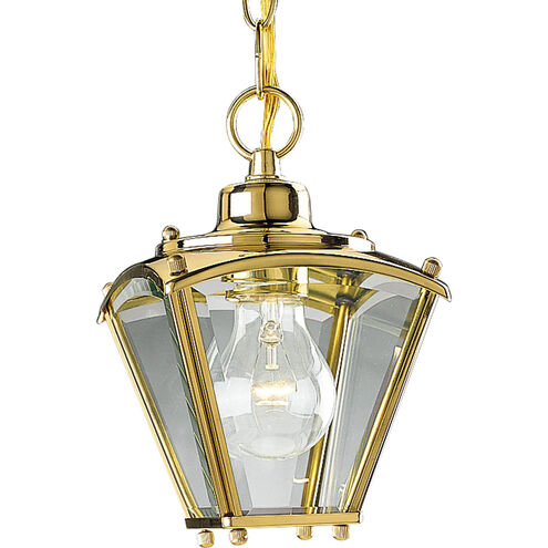 Beveled Glass 1 Light 6 inch Polished Brass Outdoor Ceiling Lantern