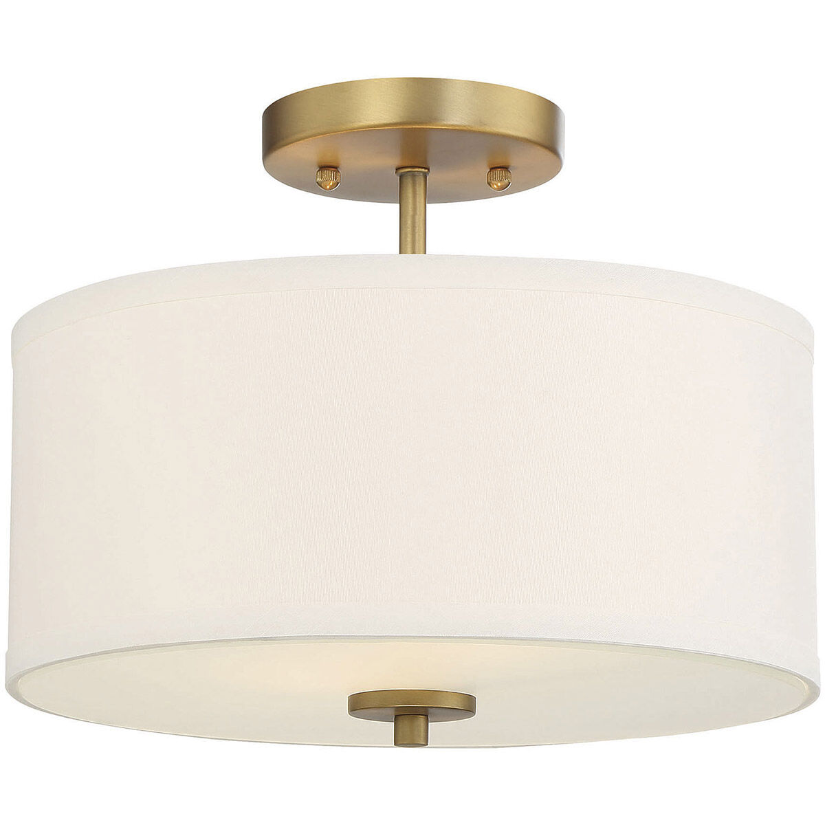 Modern 2 Light 13 inch Natural Brass Semi-Flush Ceiling Light