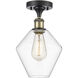 Ballston Cindyrella LED 8 inch Black Antique Brass Semi-Flush Mount Ceiling Light in Clear Glass