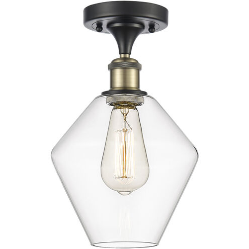 Ballston Cindyrella LED 8 inch Black Antique Brass Semi-Flush Mount Ceiling Light in Clear Glass