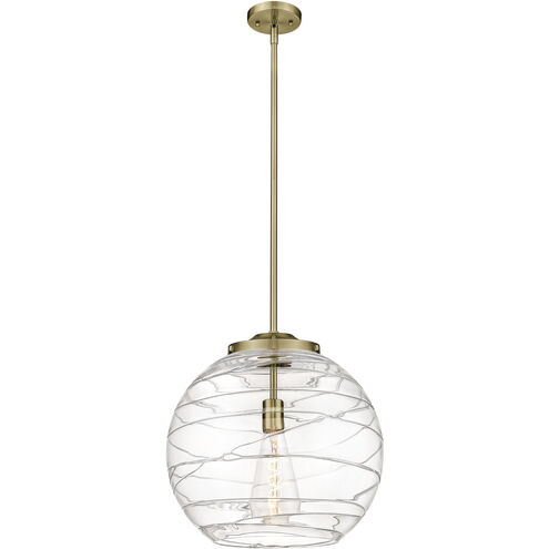 Ballston Athens Deco Swirl LED 15.75 inch Antique Brass Pendant Ceiling Light in Clear Deco Swirl