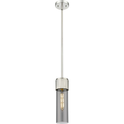 Bolivar 1 Light 4 inch Satin Nickel Pendant Ceiling Light in Plated Smoke Glass
