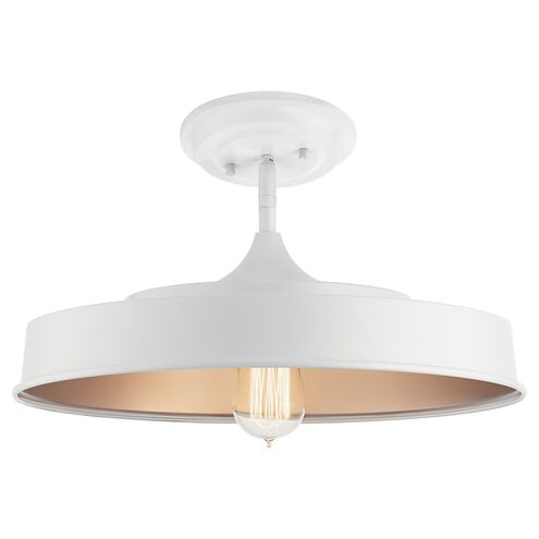 Elias 1 Light 16 inch White Semi Flush Light Ceiling Light