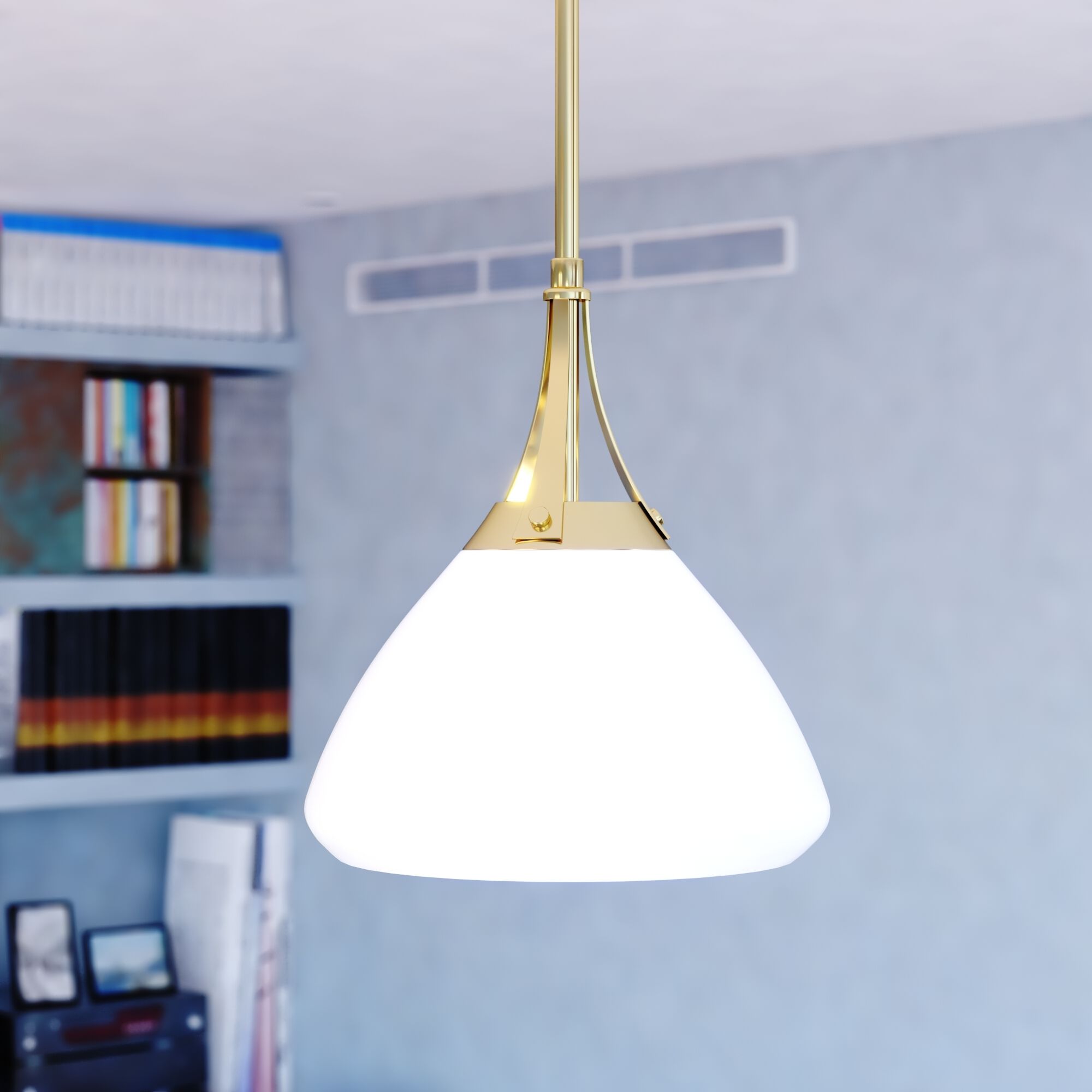 Dayna LED 10 inch Satin Brass and Glossy White with Matte White Pendant Ceiling Light