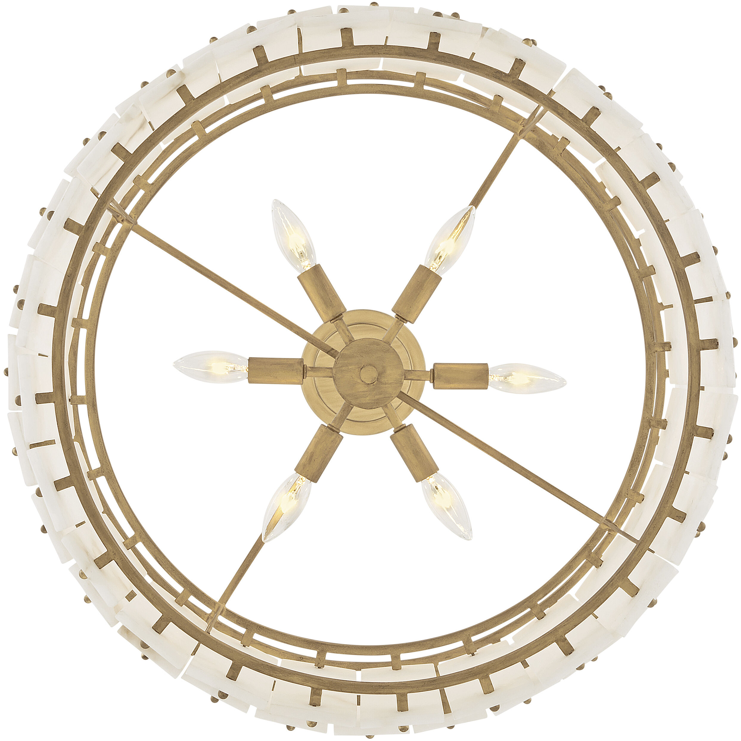 Simone LED 24 inch Burnished Gold Chandelier Ceiling Light in Alabaster, Drum