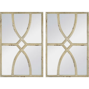 Rectangular Carved 24 X 16 inch Antique White Wall Mirrors, Set of 2
