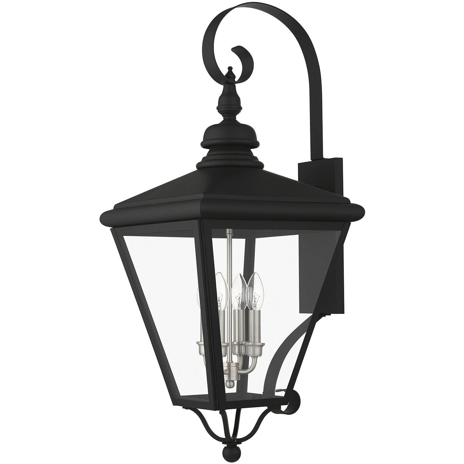 Adams 4 Light 14.25 inch Black with Brushed Nickel Finish Cluster Outdoor Extra Large Wall Lantern Wall Light