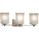 Veneto Luce 3 Light 24.75 inch Brushed Nickel Vanity Light Wall Light in White Frosted (Veneto Luce), Square with Rippled Rim, Incandescent