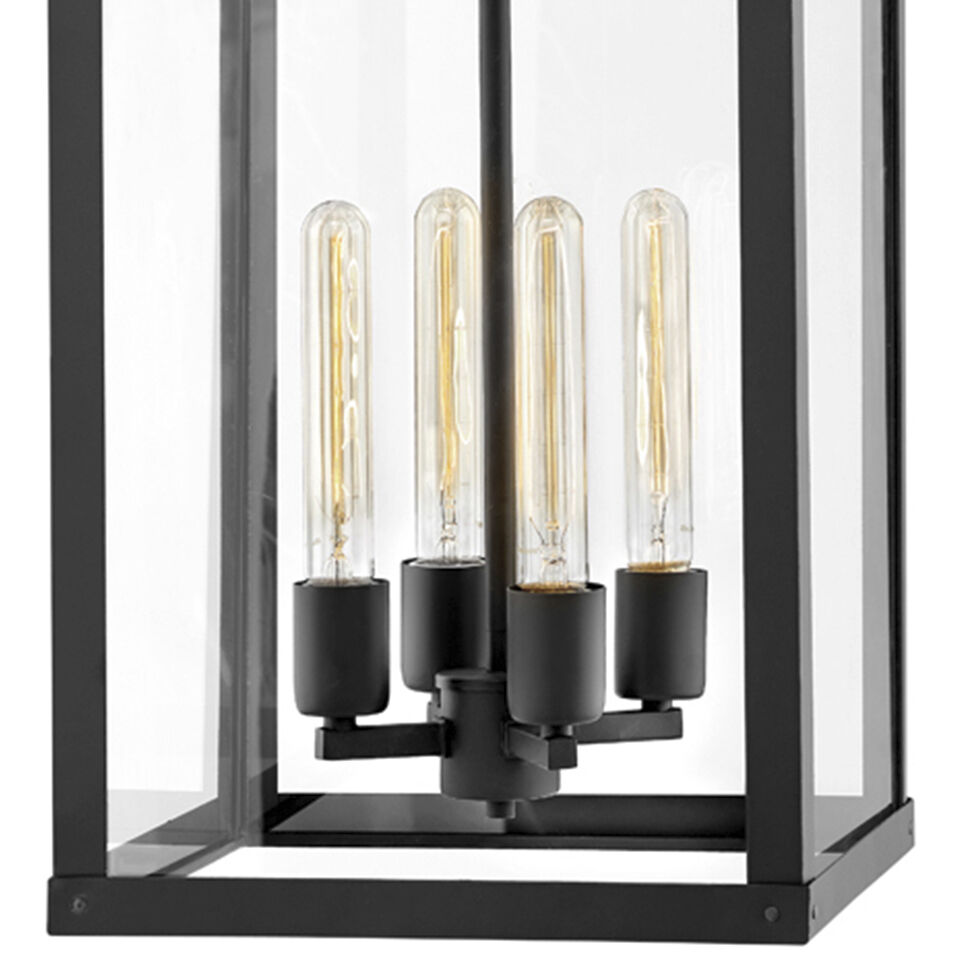 Open Air Porter LED 12 inch Black with Burnished Bronze Outdoor Hanging, Estate Series