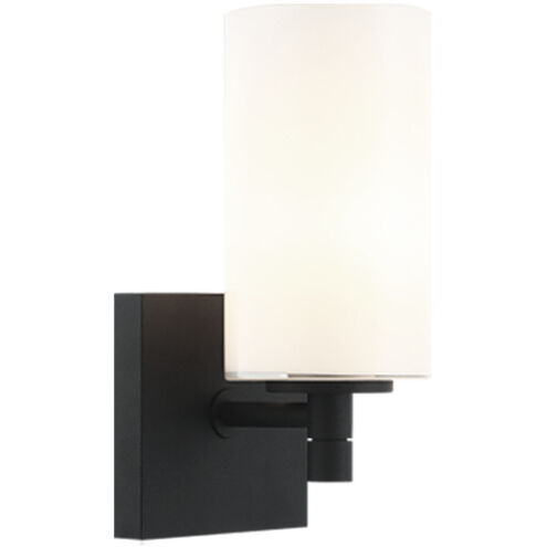 Candela Wall Sconce Wall Light in Matte Black and Opal Glass