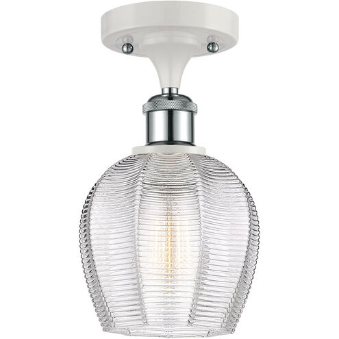 Ballston Norfolk LED 6 inch White and Polished Chrome Semi-Flush Mount Ceiling Light in Clear Glass