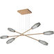 Aalto LED Novel Brass Linear Multi-Pendant Ceiling Light in 3000K LED, Smoke, Triple Moda