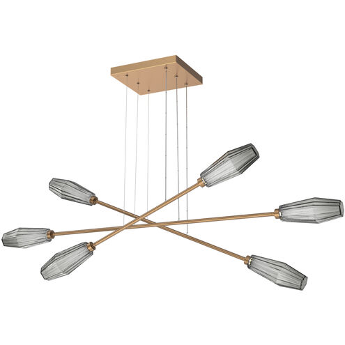 Aalto LED Novel Brass Linear Multi-Pendant Ceiling Light in 3000K LED, Smoke, Triple Moda