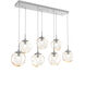 Aster LED LED Classic Silver Linear Pendant Ceiling Light in 3000K LED, Floret Inner - Amber Outer, Multi-Pendant