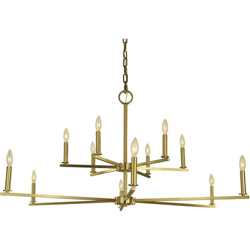Evelyn 12 Light 48 inch Brushed Brass Foyer Chandelier Ceiling Light