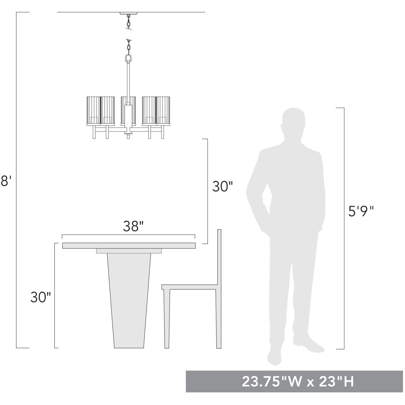Winslett 5 Light 23.75 inch Pewter Chandelier Ceiling Light
