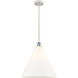 Ballston Cone LED 16 inch White and Polished Chrome Pendant Ceiling Light in Matte White Glass