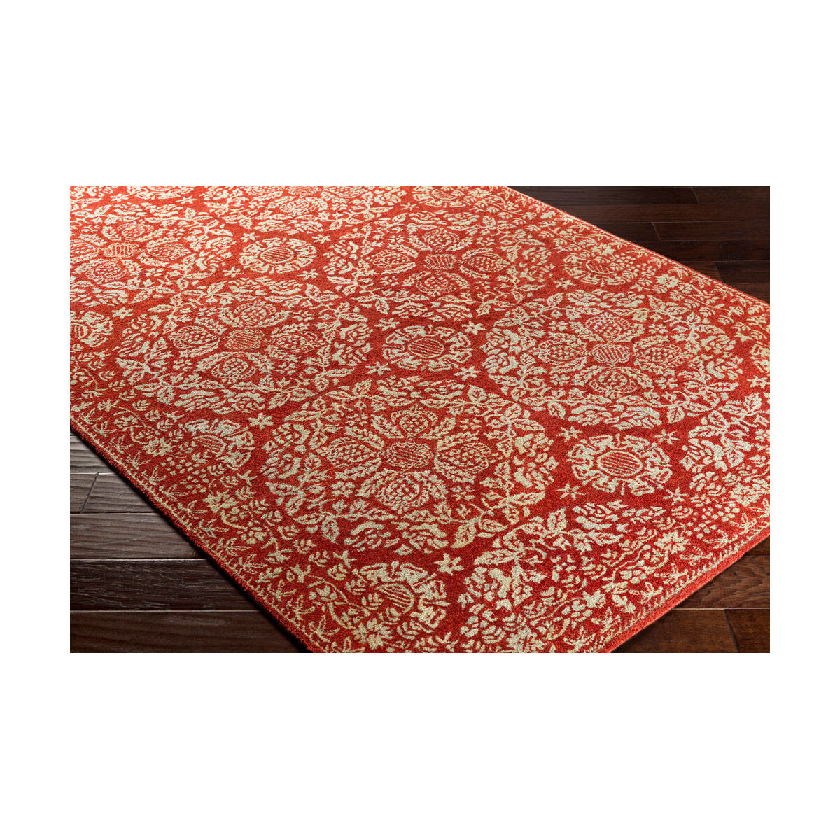 Smithsonian 96 X 60 inch Red and Neutral Area Rug, Wool