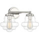 Vintage 2 Light 16.5 inch Polished Nickel Bathroom Vanity Light Wall Light
