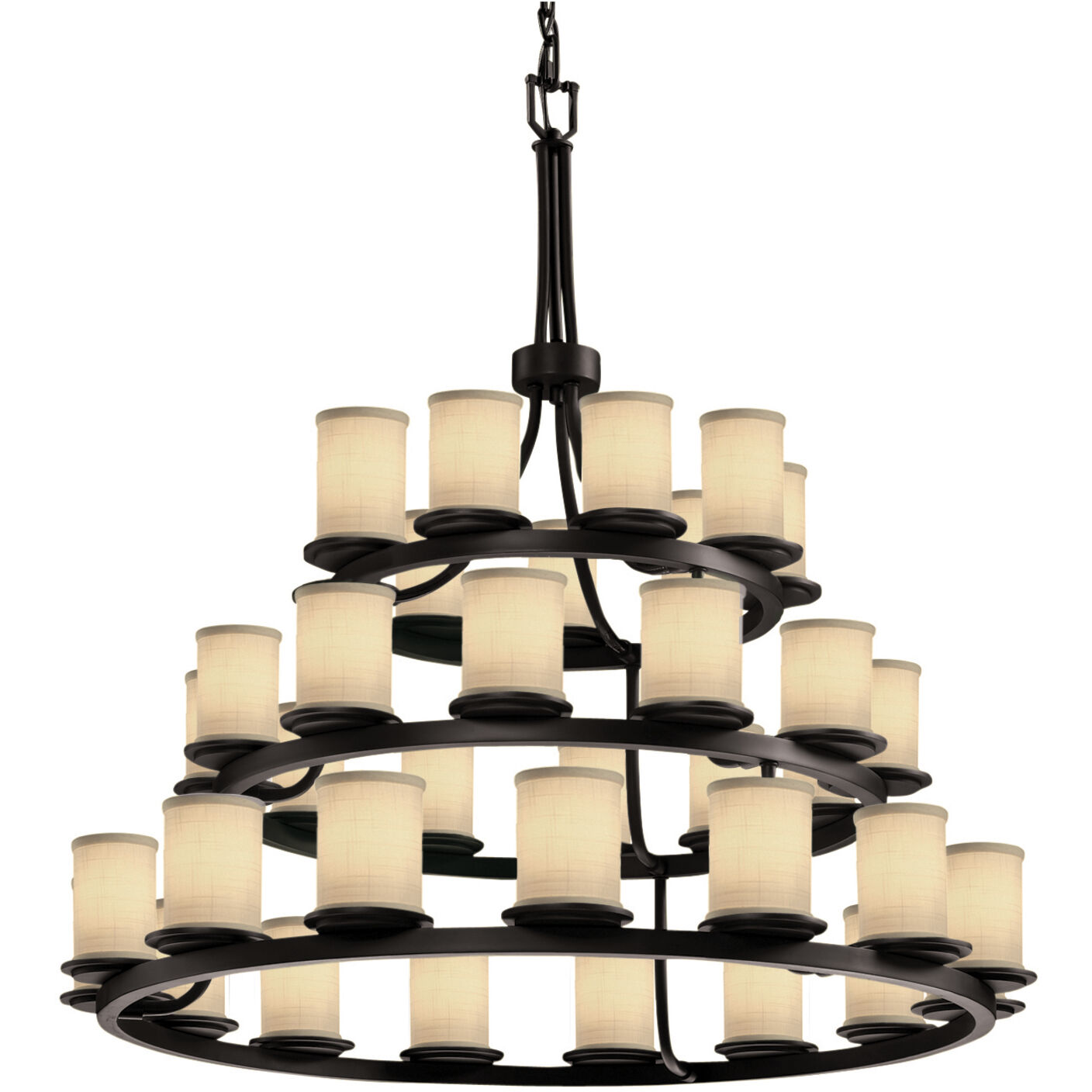 Textile LED 42 inch Matte Black Chandelier Ceiling Light in Cream, 25200 Lm LED