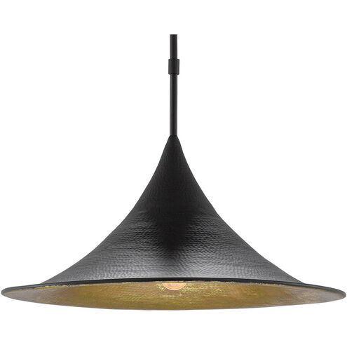 Aberfoyle 1 Light 22 inch Satin Black/Gold Leaf Pendant Ceiling Light