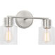 Drew & Jonathan Sayward 2 Light 14.13 inch Brushed Steel Wall Bath Fixture Wall Light