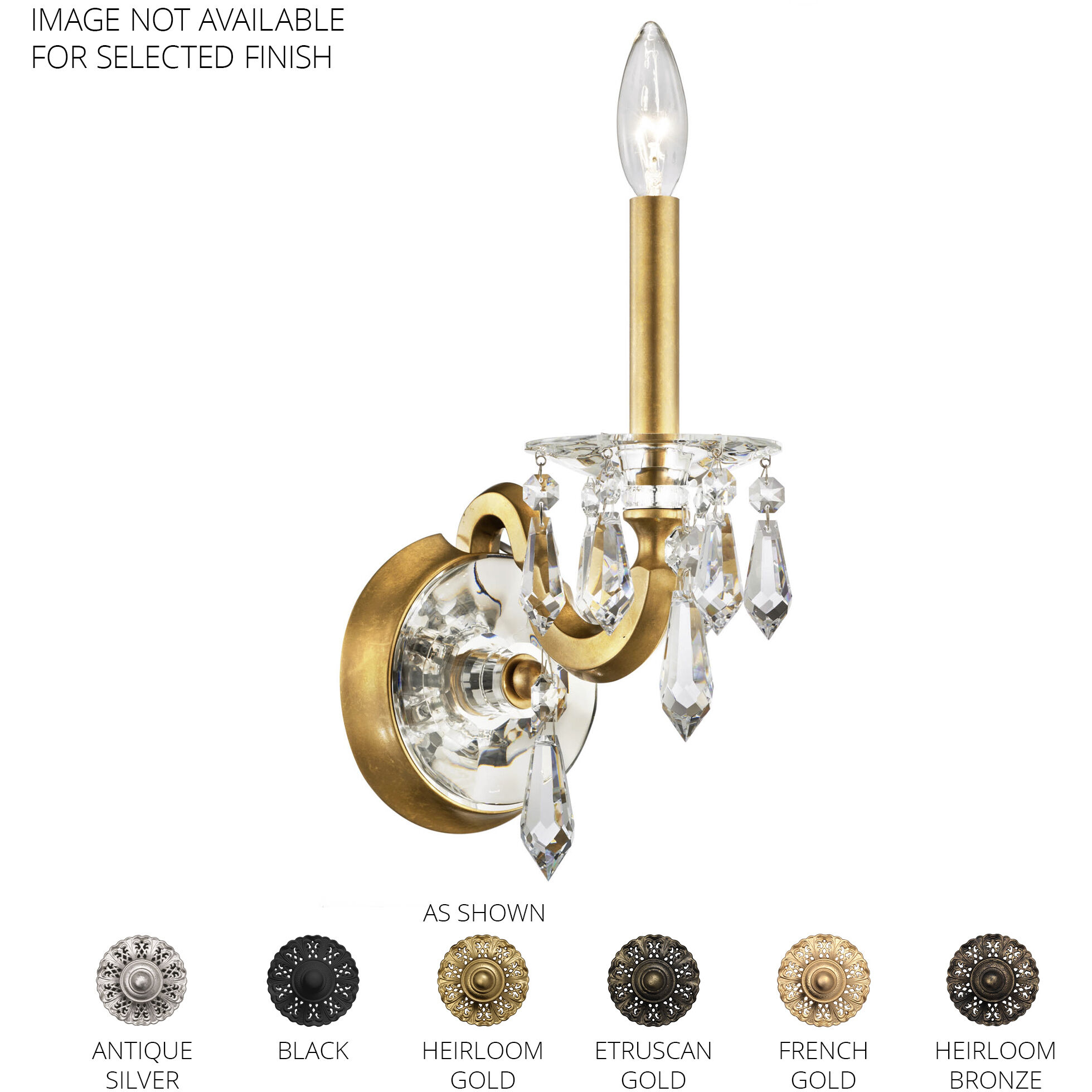 Napoli 1 Light 8 inch French Gold Wall Sconce Wall Light, Schonbek Signature