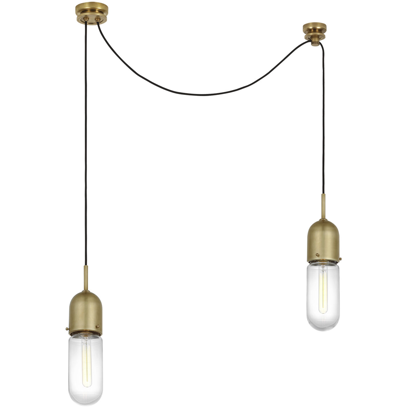 Thomas O'Brien Junio LED 5.5 inch Hand-Rubbed Antique Brass Pendant Ceiling Light in Clear Glass