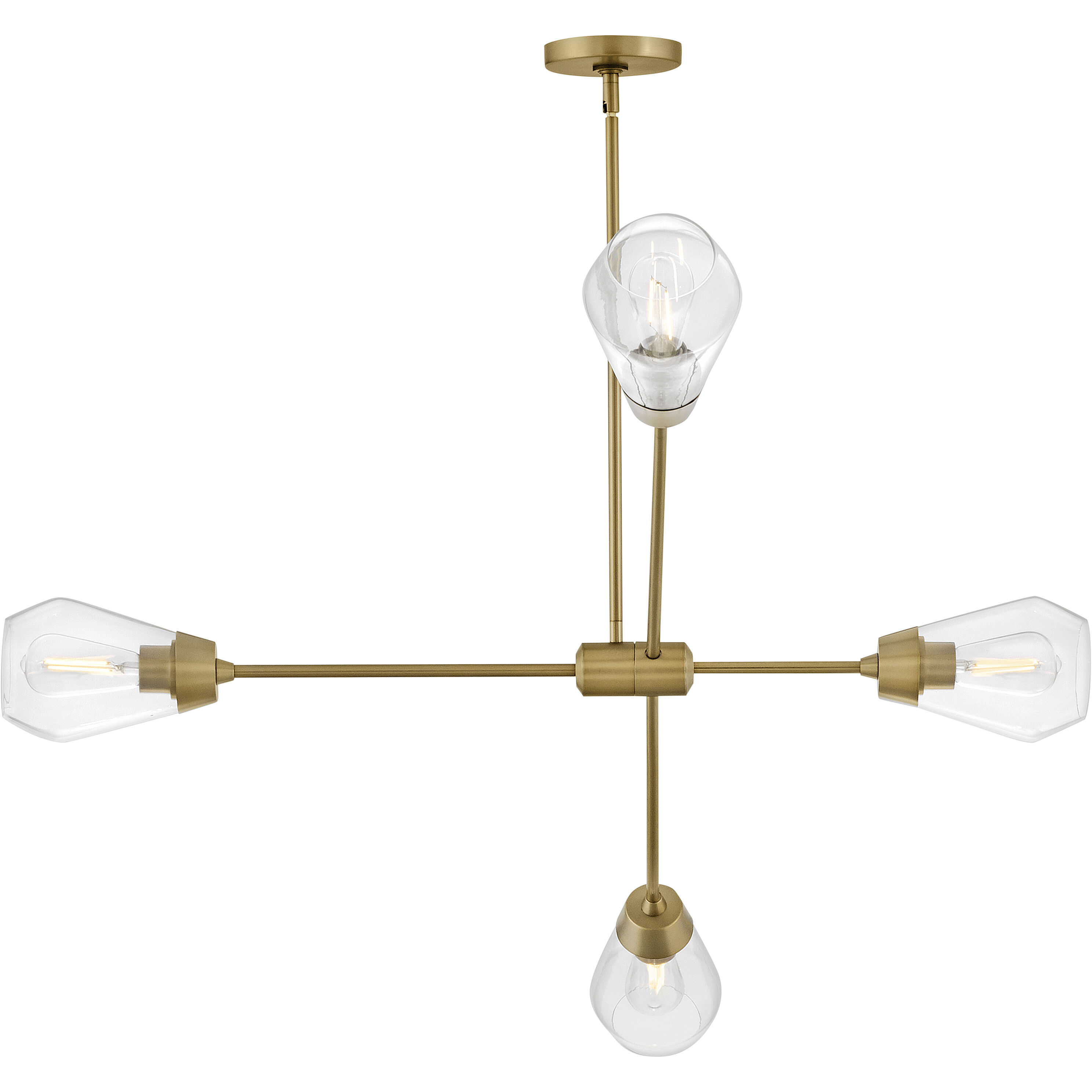 Livie 4 Light 44 inch Lacquered Brass Chandelier Ceiling Light