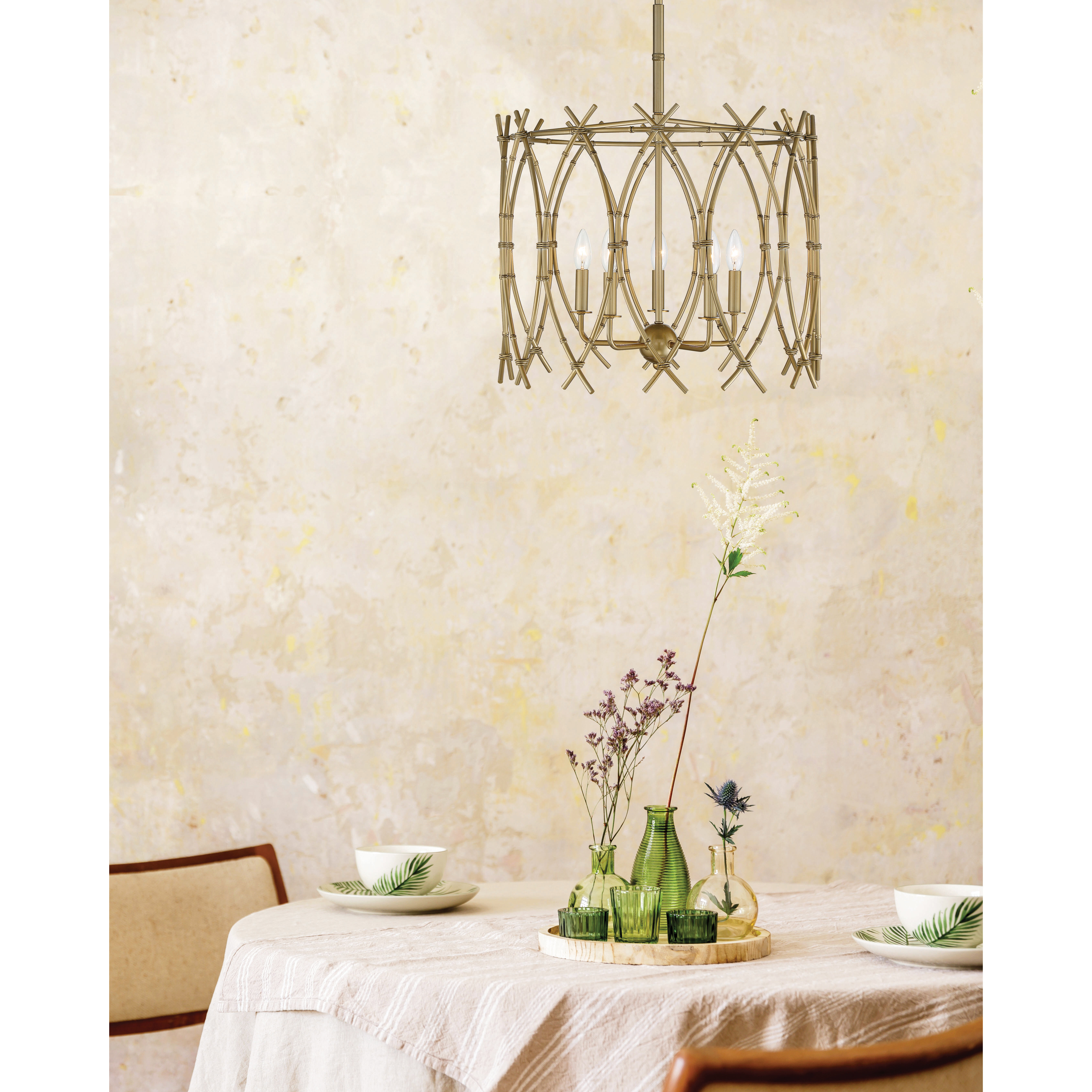 Cornwall 5 Light 22 inch New Burnished Brass Pendant Ceiling Light