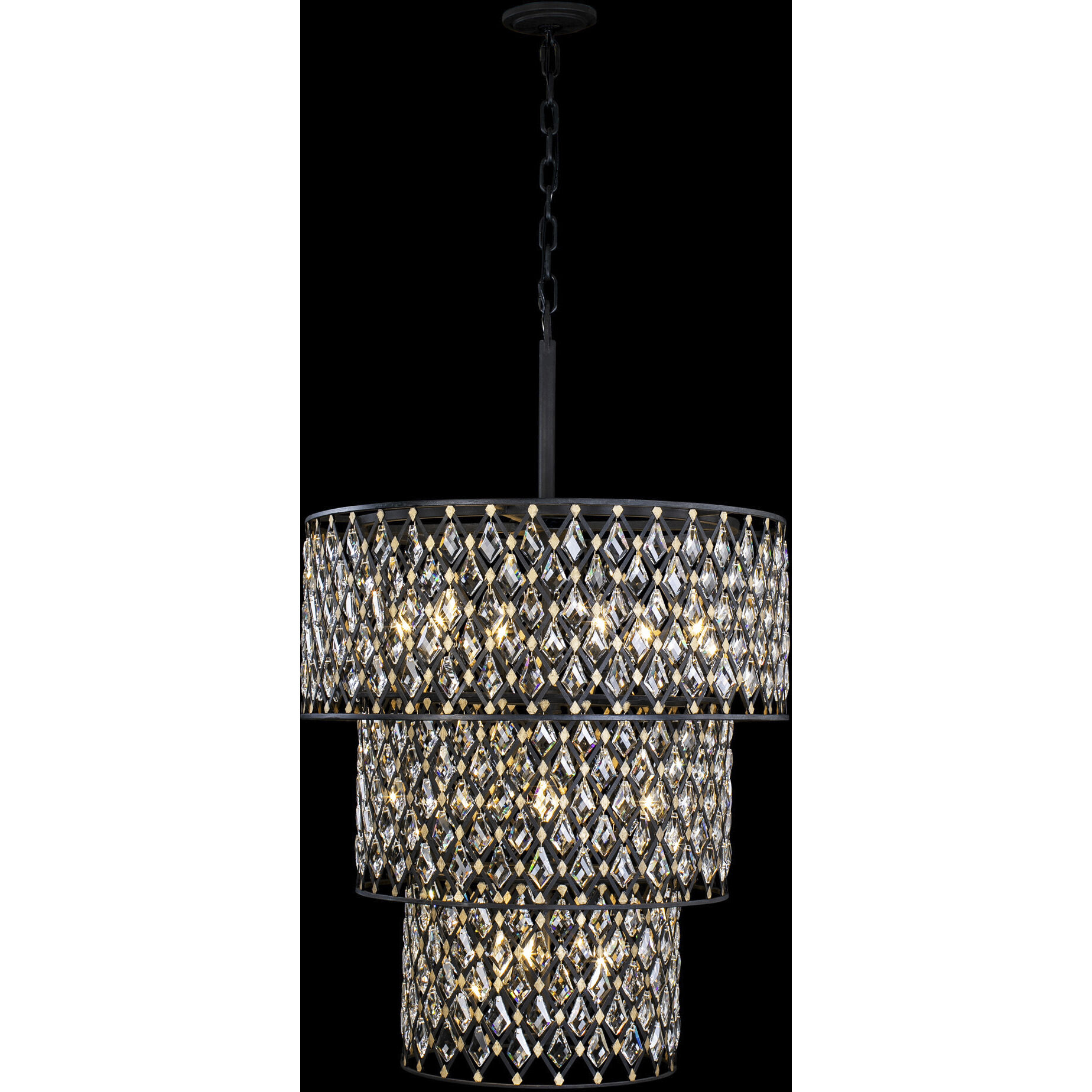 Windsor 13 Light 31.75 inch Carbon Black/Havana Gold Chandelier Ceiling Light