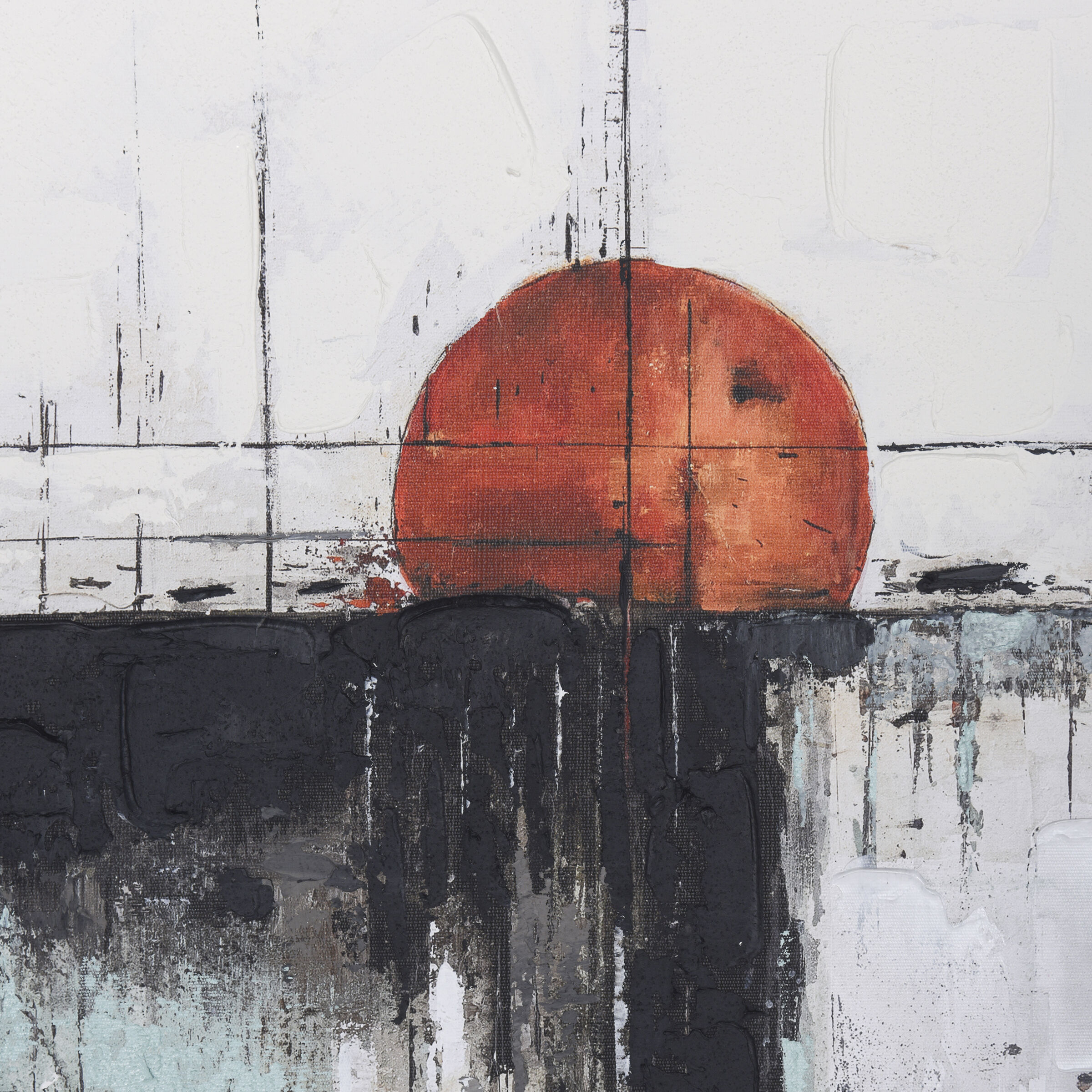 Moon Movement Multi - White and Blue and Black and Beige and Orange Wall Art