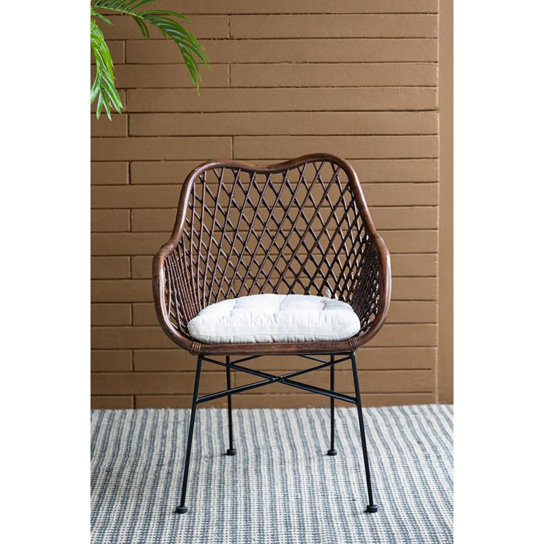 Palapa Black and Natural and White Armchair, With Cushion