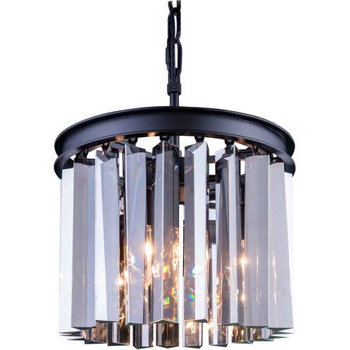 Sydney 3 Light 12 inch Matte Black Pendant Ceiling Light in Silver Shade, Urban Classic