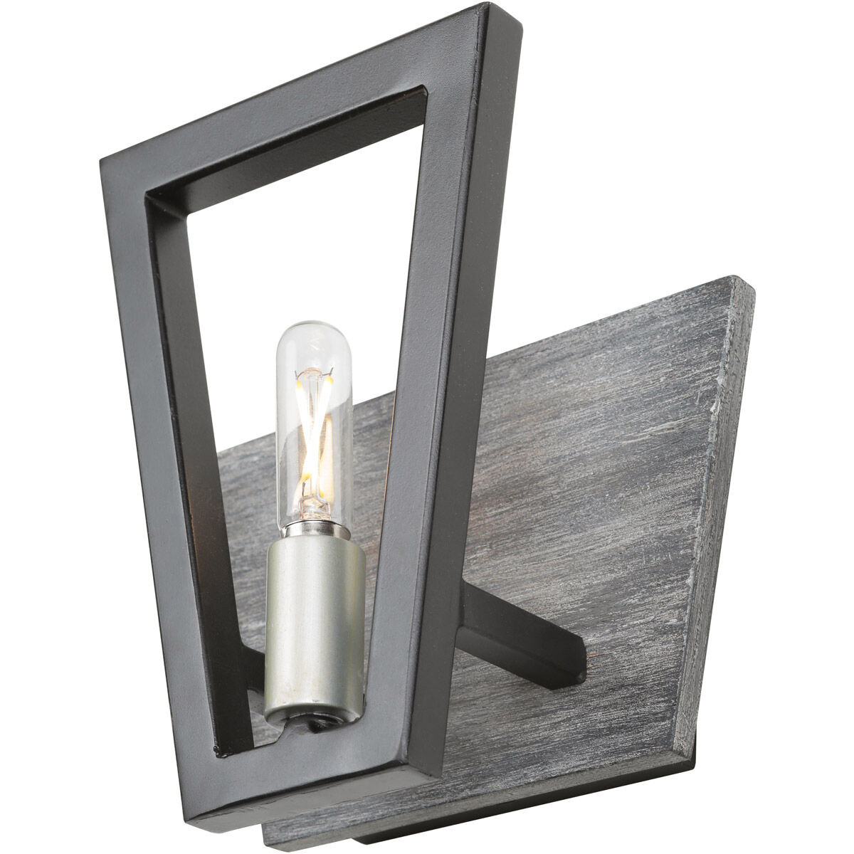 Zag 1 Light 6.5 inch Black and Grey Bath Vanity Wall Light in Black/Grey Wood