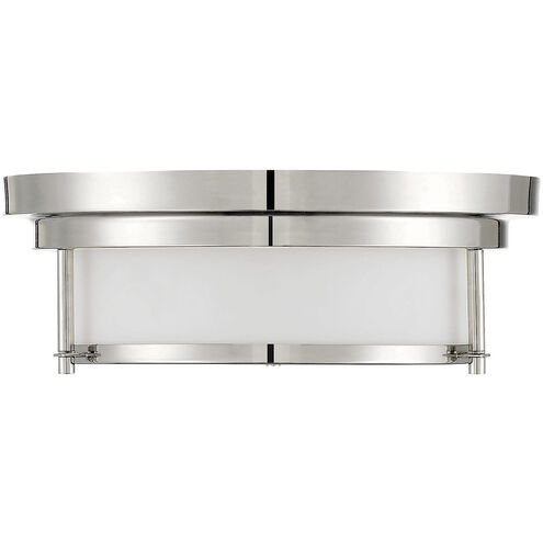 Contemporary 2 Light 13 inch Polished Nickel Flush Mount Ceiling Light