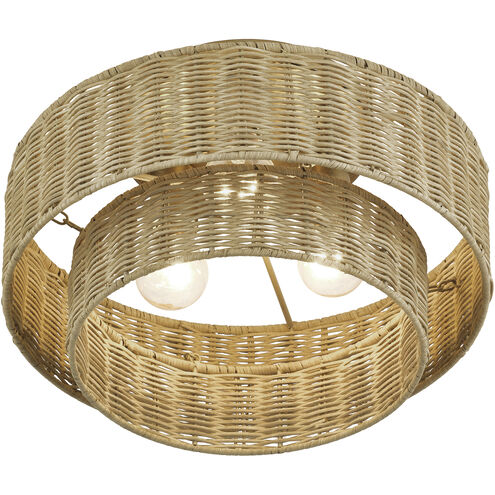 Weavington 3 Light 15 inch Antique Gold Leaf Semi Flush Mount Ceiling Light, Large