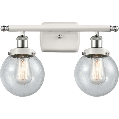 Ballston Beacon 2 Light 16 inch White and Polished Chrome Bath Vanity Light Wall Light in Seedy Glass