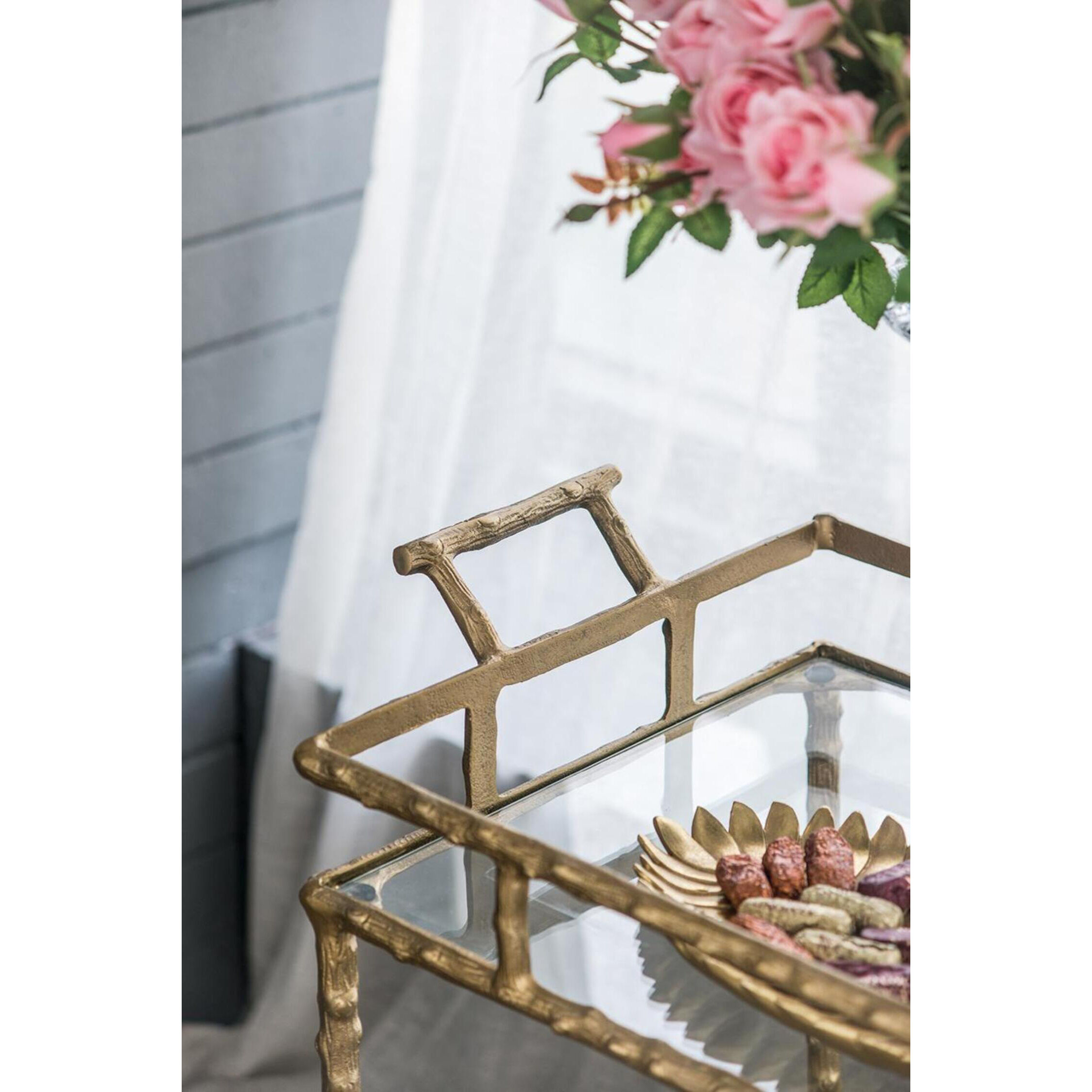 Twig Brass Antique Bar Cart