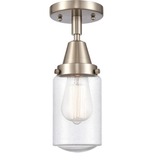 Franklin Restoration Dover 1 Light 5 inch Brushed Satin Nickel Flush Mount Ceiling Light in Seedy Glass