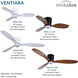 Ventiara 52 inch Coal with Distressed Koa Blades Flush Mount Indoor/Outdoor Ceiling Fan