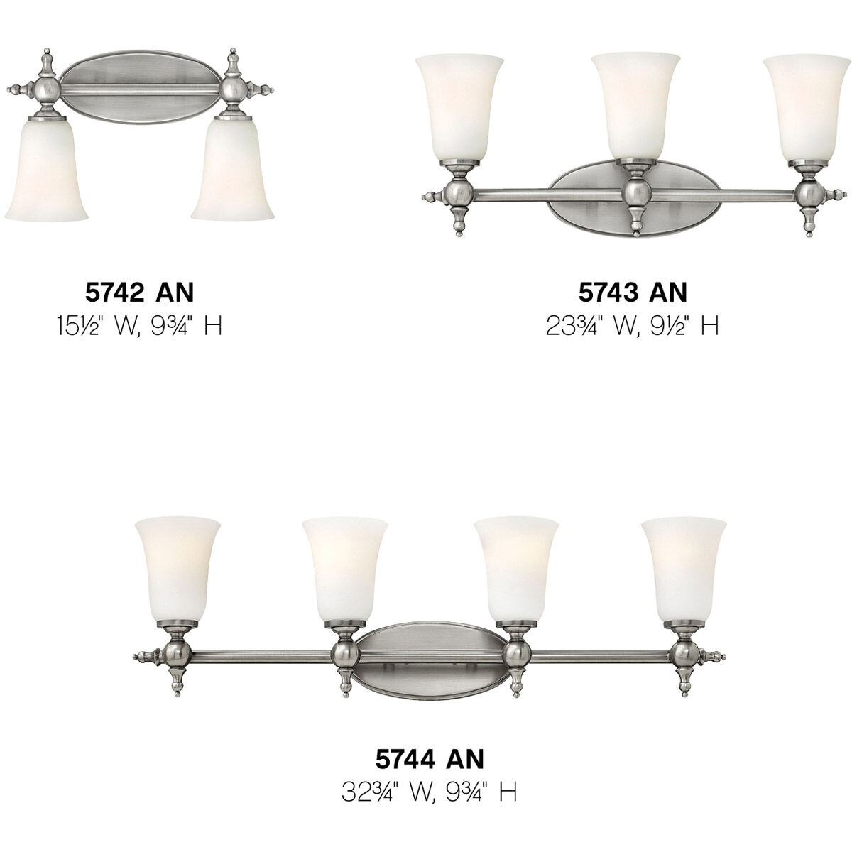 Yorktown 3 Light 23.75 inch Antique Nickel Bath Light Wall Light