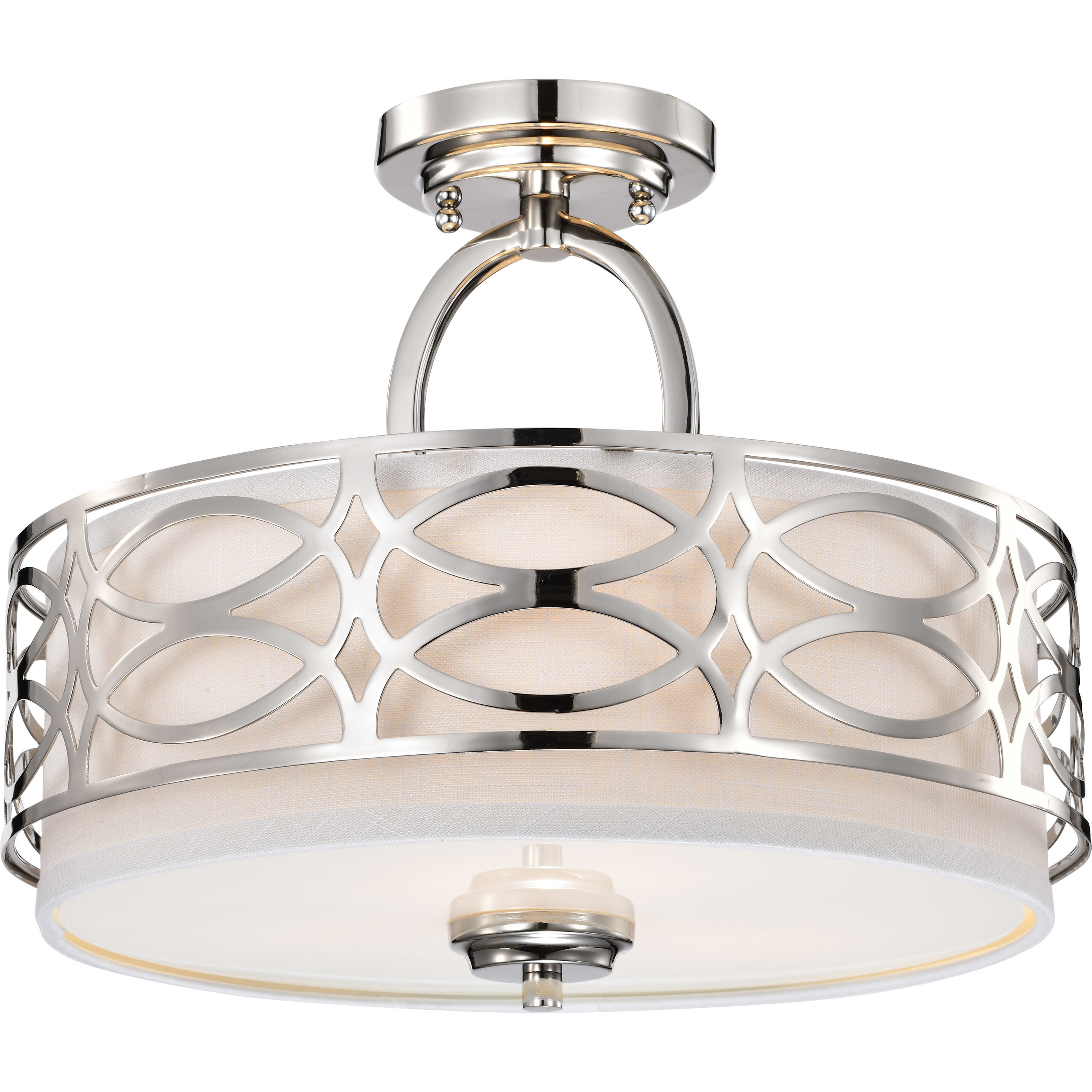 Harlow 3 Light 15 inch Polished Nickel Semi Flush Mount Ceiling Light