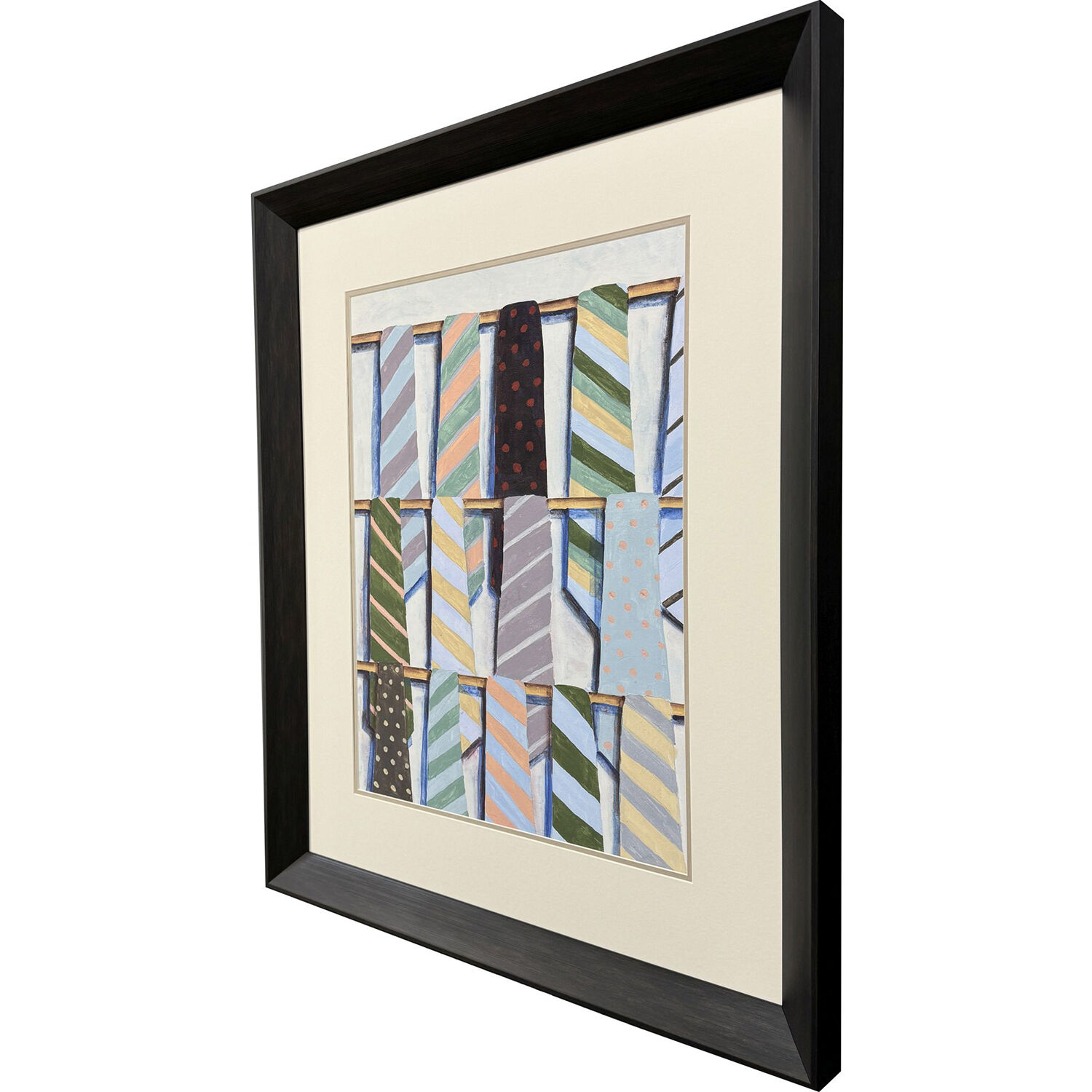 Hanging Ties Multi and Blue and Green and Yellow Framed Art