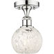 Edison White Mouchette 1 Light 6 inch Polished Chrome Semi-Flush Mount Ceiling Light